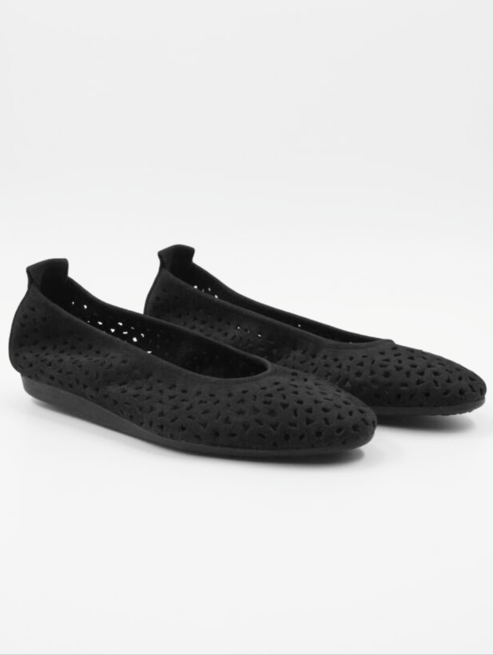 Arche Lilly Ballerina Flats Black Perforated Suede Women's 9